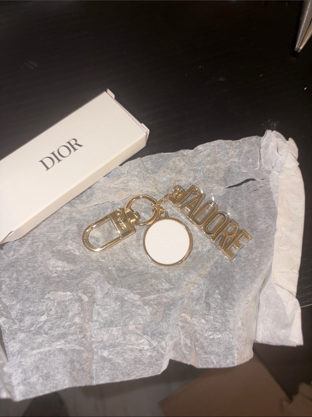 Dior Gold and White J'Adore Letter Key Charm